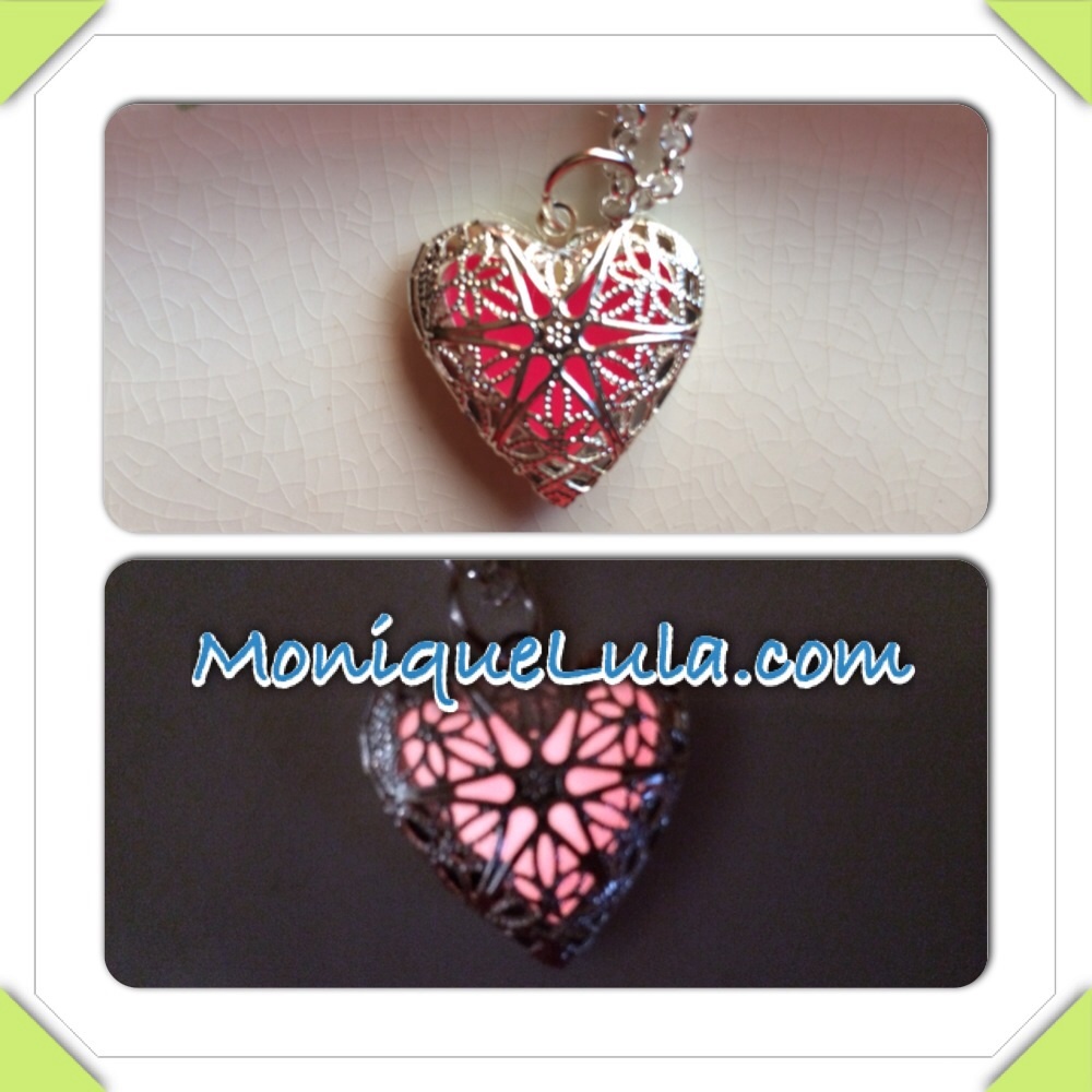 Pink heart glow locket